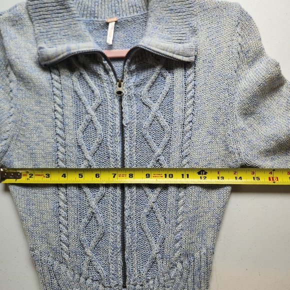 Free People Mont Blanc Mini Dress Blue Womens Medium Sweater Knit Boho Winter - Picture 8 of 13
